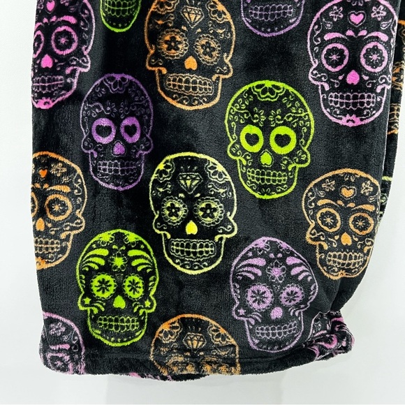 Dia De Los Muertos Oversized Plush Throw Blanket 60"X70" Black Multicolor Skull - Picture 5 of 11
